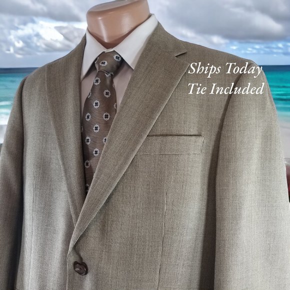 Ralph Lauren Other - Ralph Lauren Men's 42R Brown Check 100% Wool Blazer Sport Coat & Tie 10765